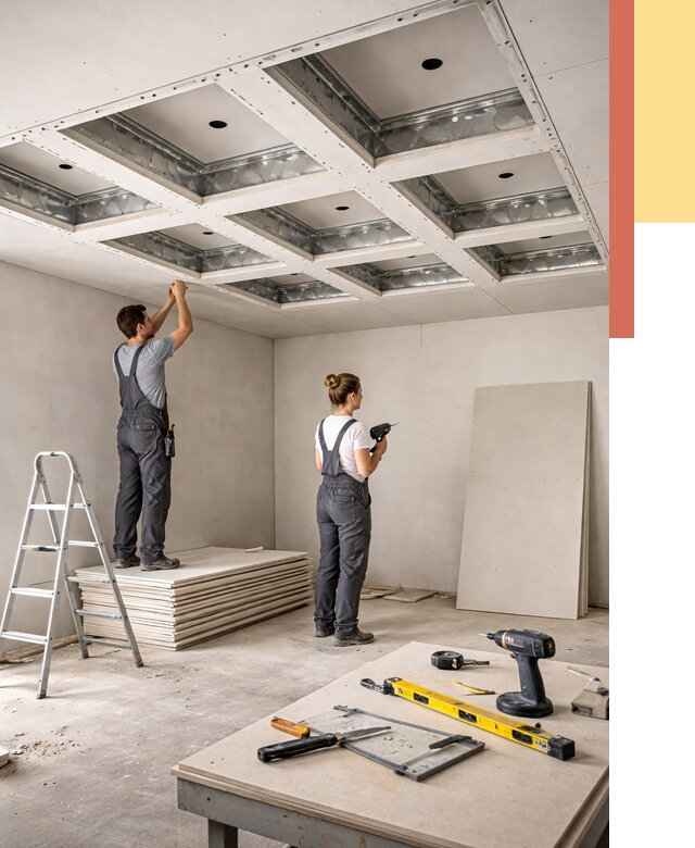 Кессонный потолок из гипсокартона в Благовещенске от 1921 руб. — монтаж и под ключ | ОТДЕЛОЧНИК-Бгв