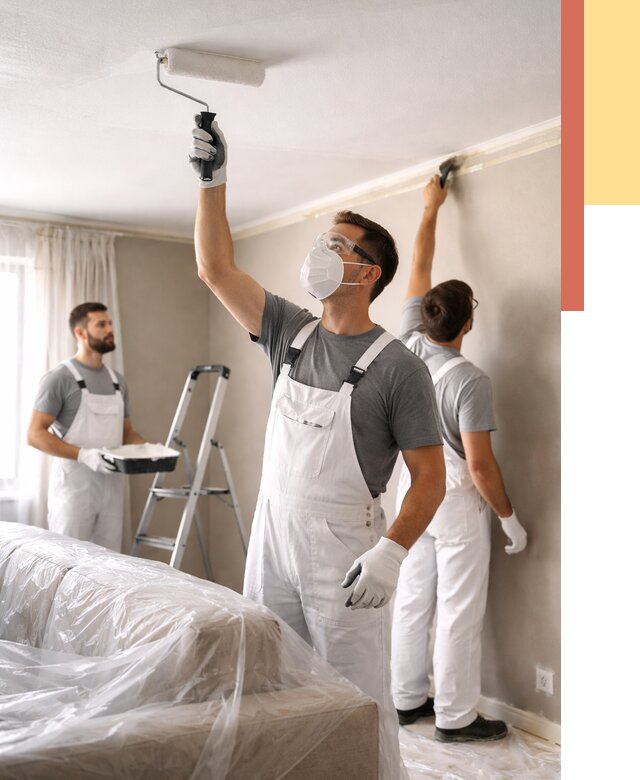 Покраска потолка водоэмельсионной краской в Благовещенске от 2285 руб/м² — услуги под ключ | ОТДЕЛОЧНИК-Бгв