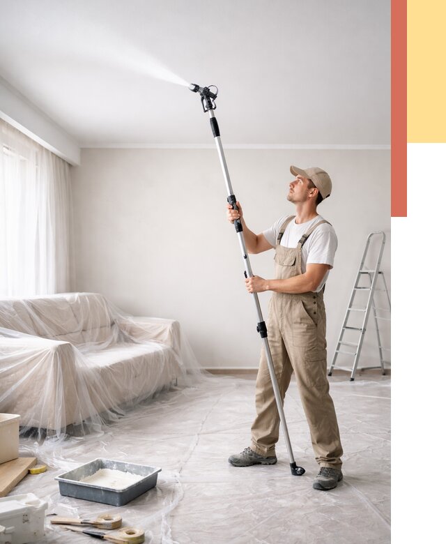 Покраска потолка краскопультом в Благовещенске от 4674 руб. быстро и недорого | ОТДЕЛОЧНИК-Бгв