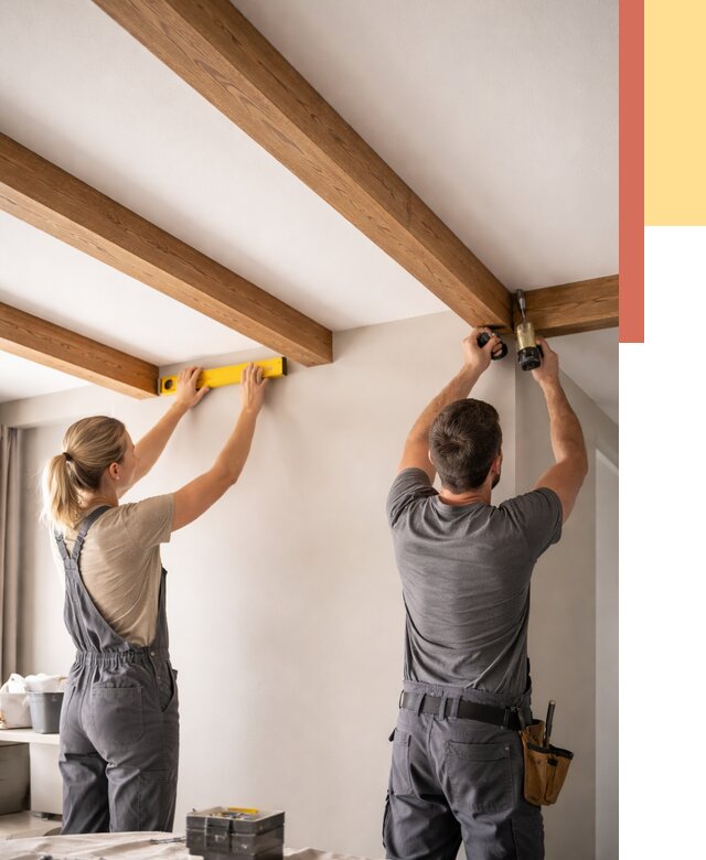 Монтаж декоративных балок на потолок в Благовещенске от 4362 руб. — ОТДЕЛОЧНИК-Бгв